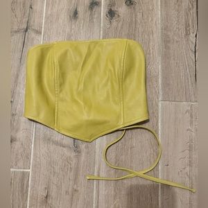 yellow leather tube top
